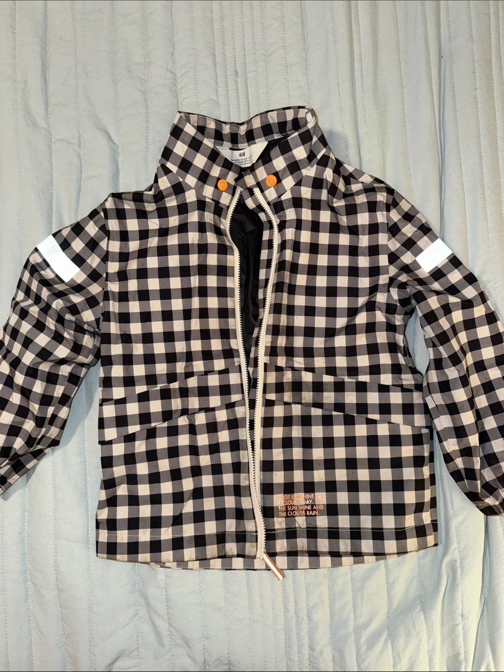 Lightweight Checked Windbreaker Raincoat with Detachable Hood